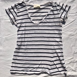 Zara white and navy stripped cotton t-shirt